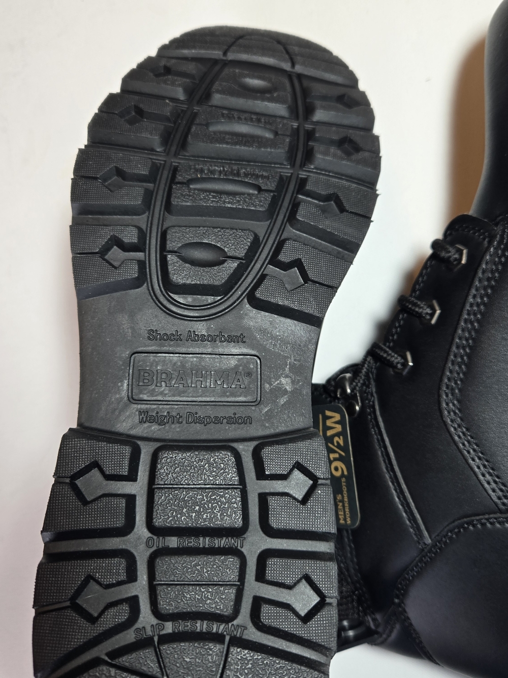 Brahma Steel Toe Black Men's Work Boots - Durable Lace-Up Safety Style 9.5W - Picture 5 of 5
